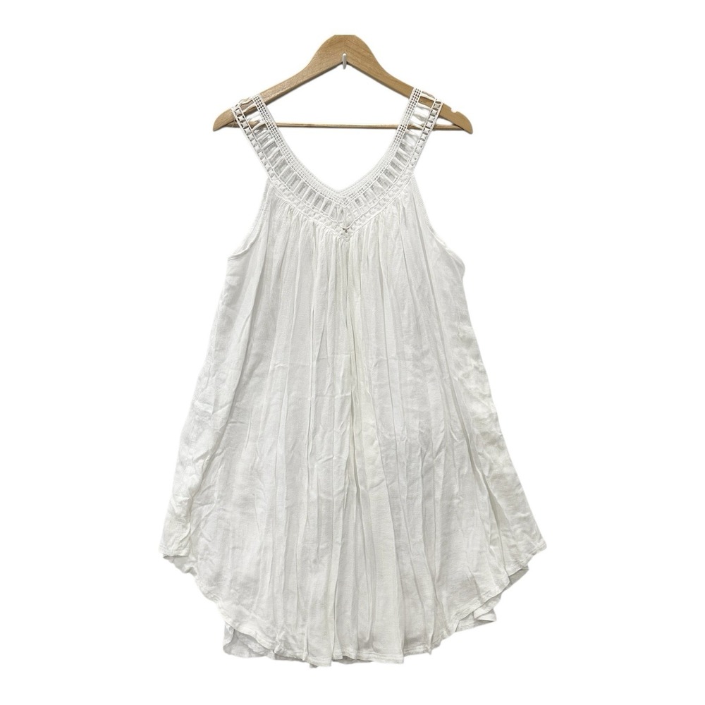 Boho Prairie White Lily Gauzy Large Rayon Dress Beachy Coverup Fairy Bride‎